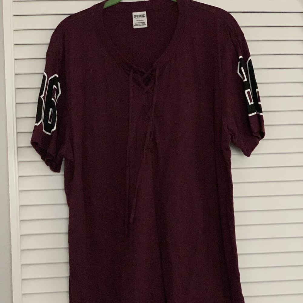 VS PINK Maroon tie up long tee